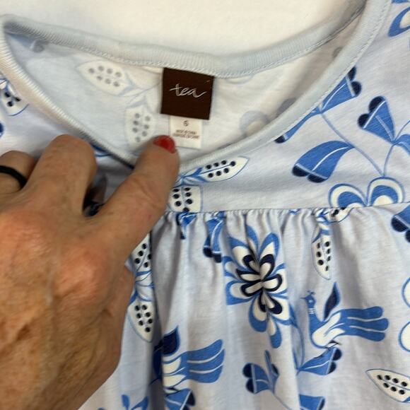 Tea Collection Cotton Sleeveless Blue Floral Dress Size 5 - Picture 4 of 10